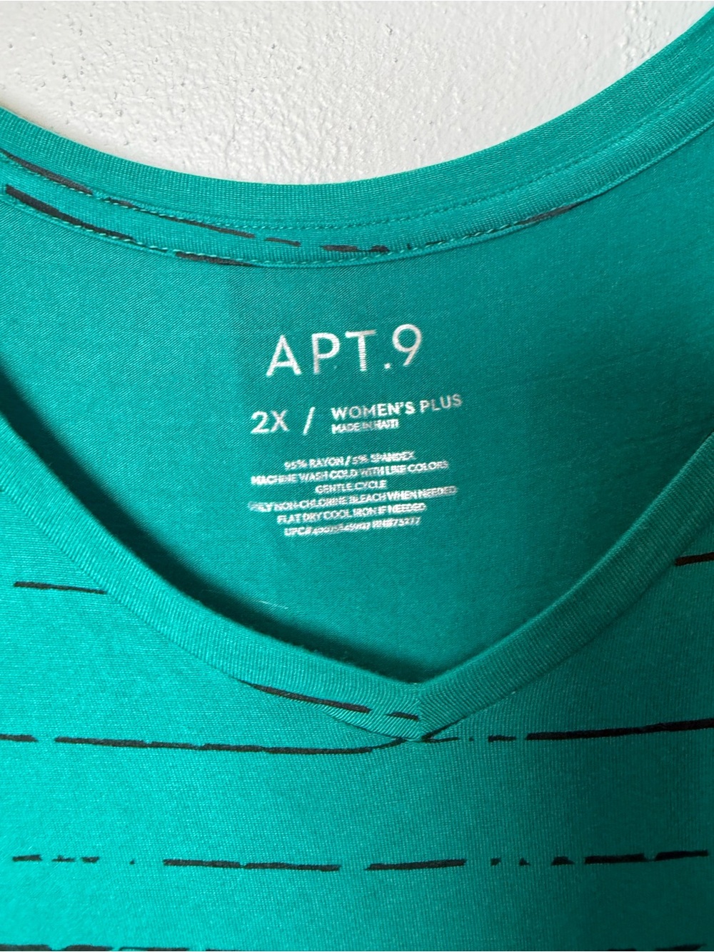 Apt. 9 Teal V-Neck Striped Knot Front Short Sleeve Top - Picture 3 of 4